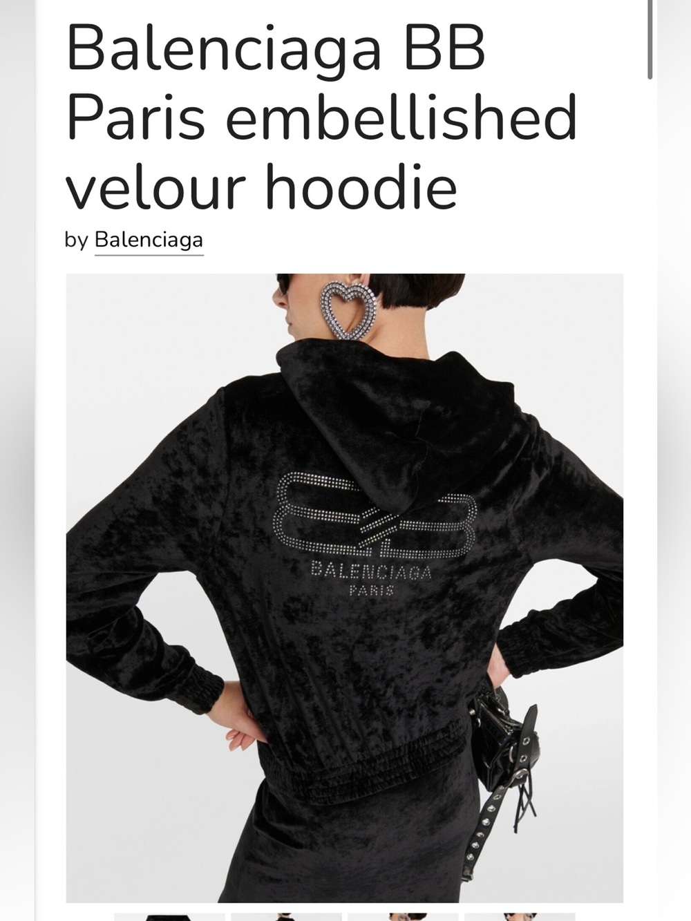 Balenciaga velvet black hoodie new